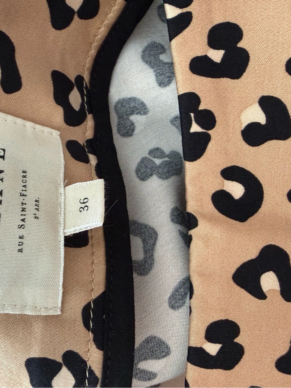 Sezane Leopard Satin A-Line Midi Skirt, size 4 (fr 36) - Picture 3 of 5